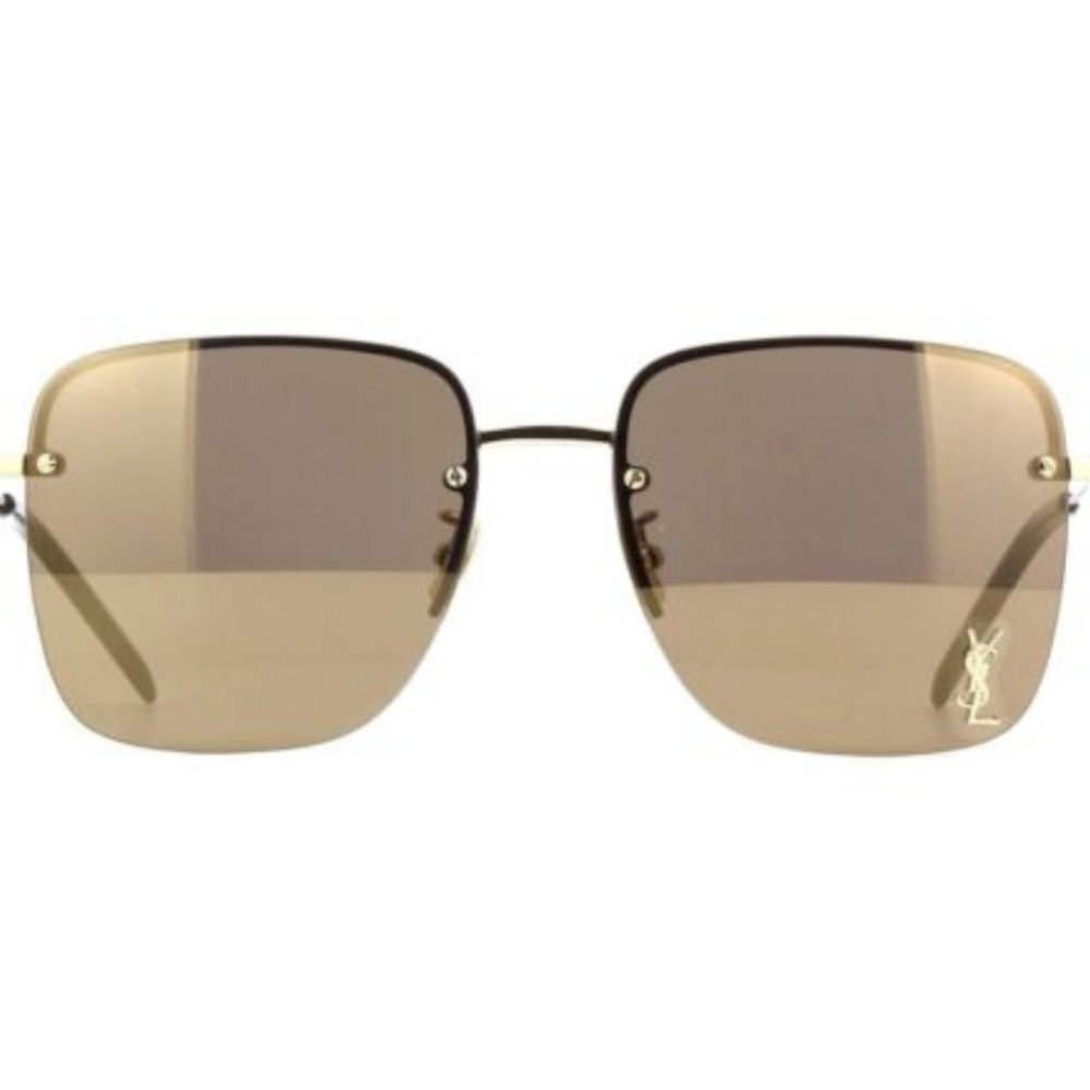 YSL Yves Saint Laurent SL 312 M 006 Gold 58-17-145 Brown Mirror Sunglasses NWT